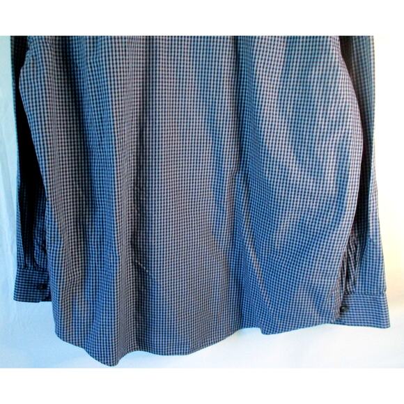 Van Heusen Men's Blue Checked Long Sleeve Button Down Shirt Size XL(17-17.5) - Picture 6 of 8